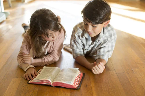 Children Reading Bible